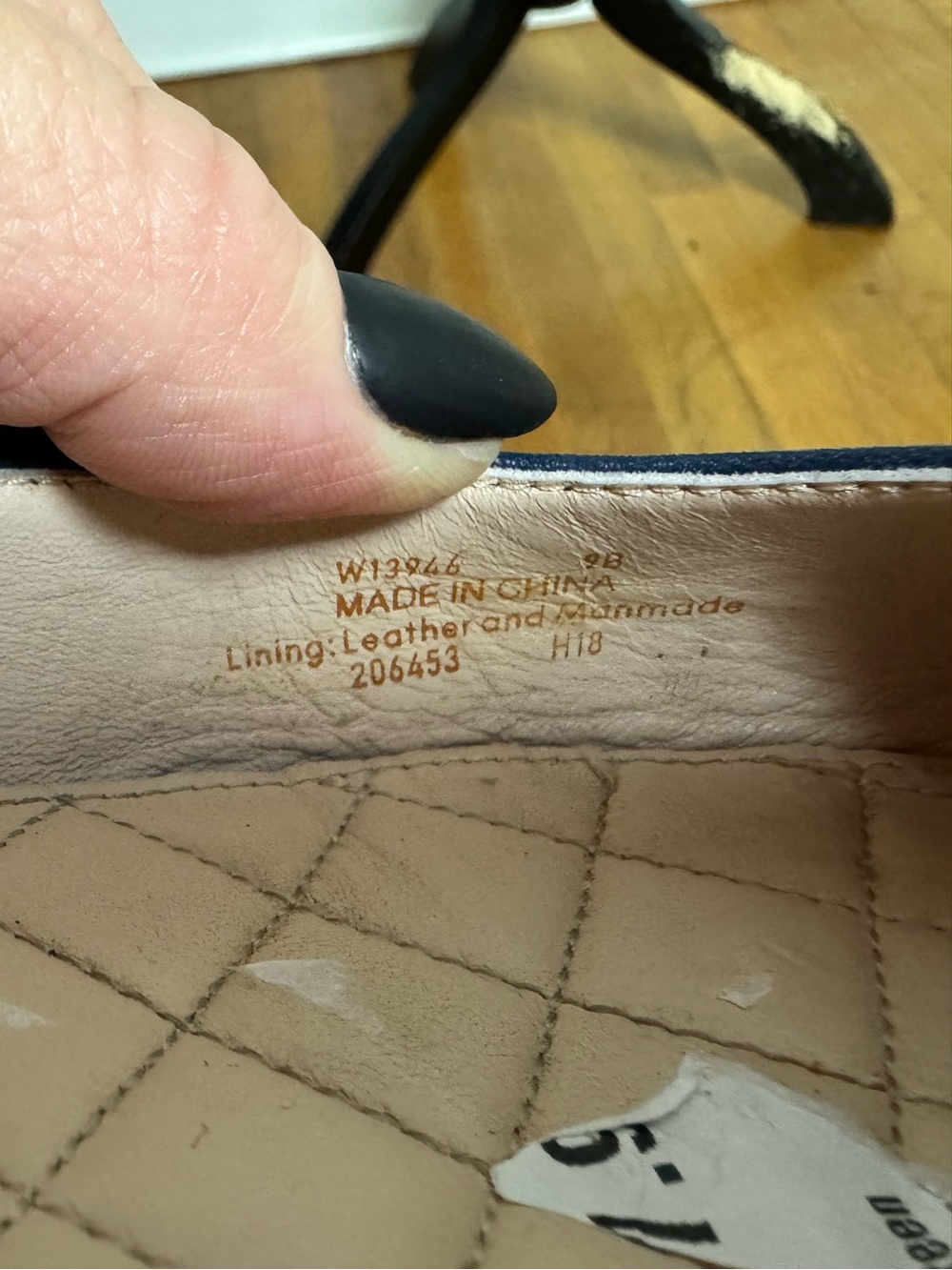 Cole Haan Navy Pointed-Toe Ballet Flats with Bow and Gold Accent - Picture 8 of 8